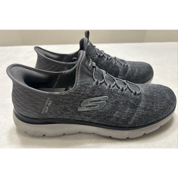 Skechers Slip-Ins Wide Fit Shoes Mens 11.5 Gray Sneakers 232469W Hands Free - Picture 1 of 9
